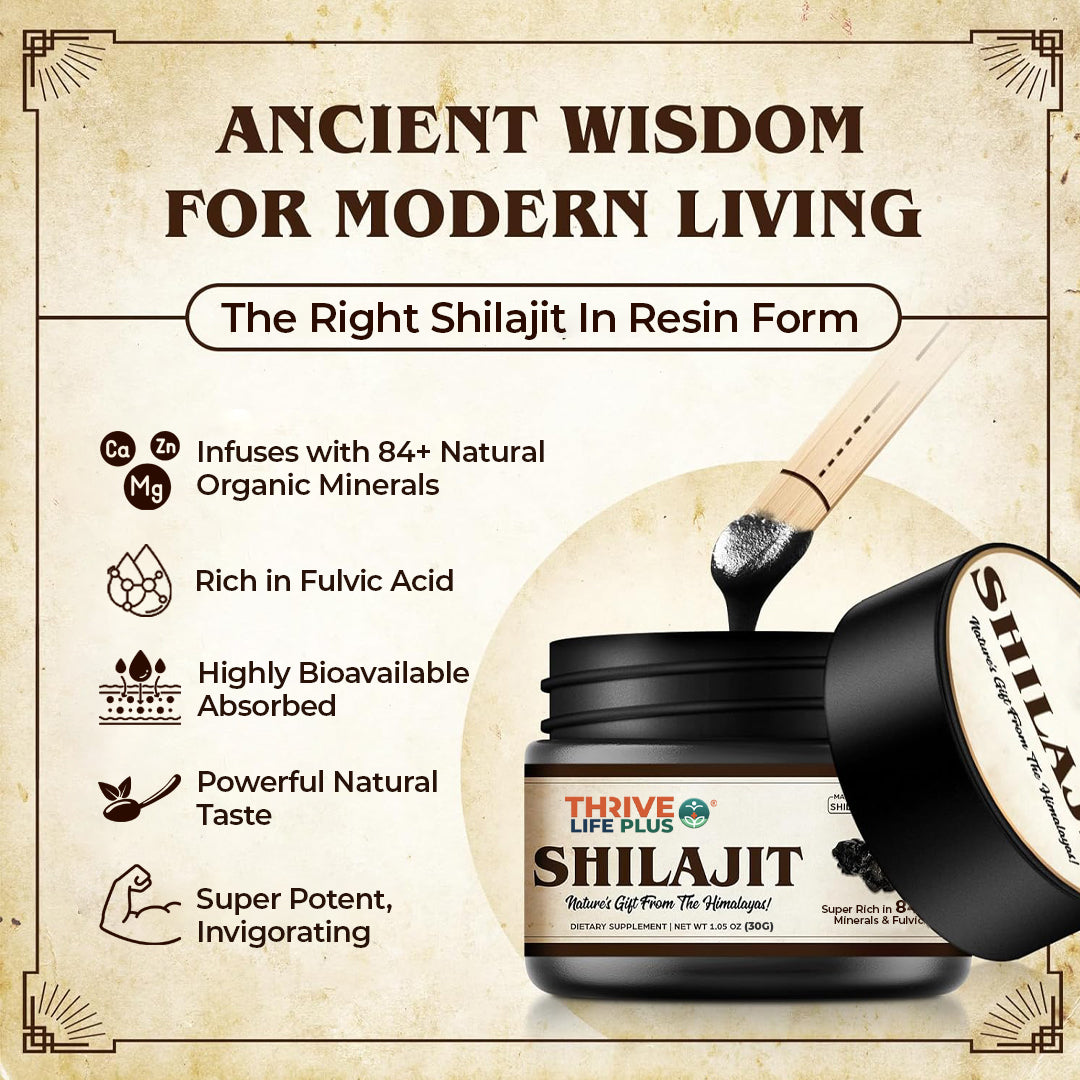 Thrive Life Plus™ Grade A Himalayan Shilajit Resin | Natural Energy Supplement | 30g, 90 servings