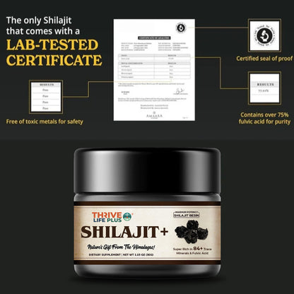 Thrive Life Plus™ Grade A Himalayan Shilajit Resin | Natural Energy Supplement | 30g, 90 servings