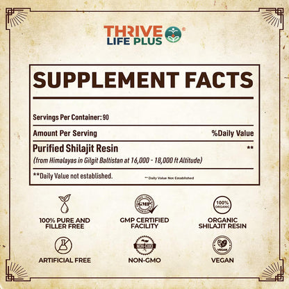 Thrive Life Plus™ Grade A Himalayan Shilajit Resin | Natural Energy Supplement | 30g, 90 servings